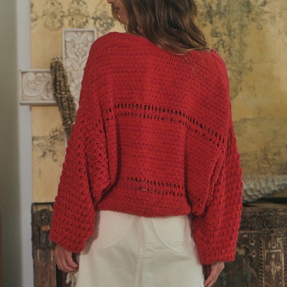 NWT Free People Coconut Sweater in Dragonfruit - Picture 5 of 12